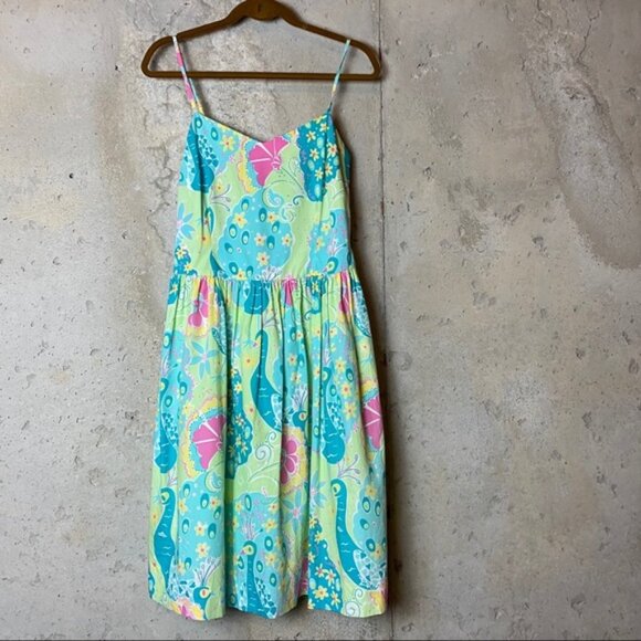Vintage Lilly Pulitzer Joss Dress in "Southern Belle" Peacock Print - Picture 1 of 4